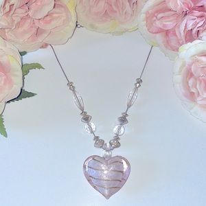 Gorgeous vintage Italian glass heart necklace